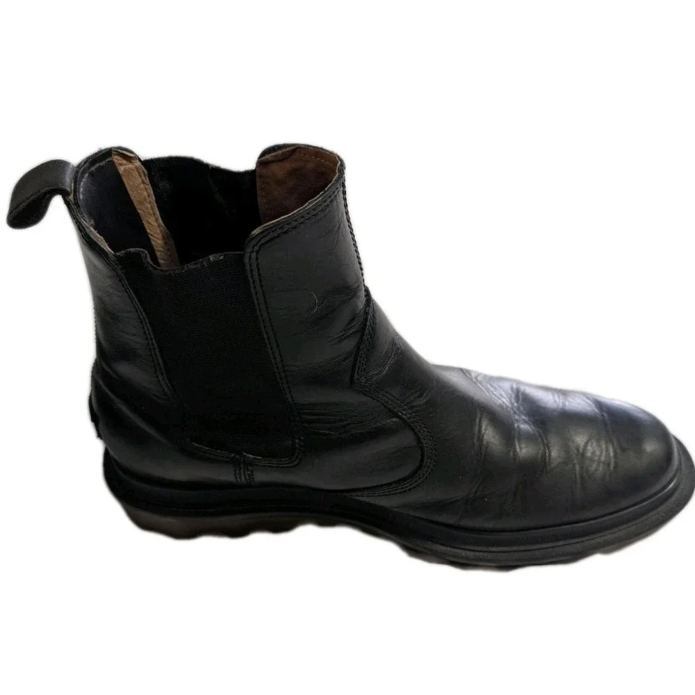 Sorel Ace Chelsea Boots Mens 10 Black Leather Waterproof Lug Sole‎ Winter